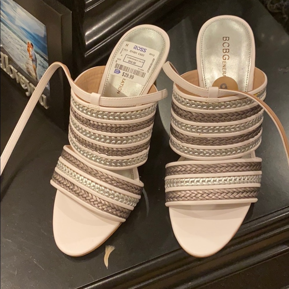 Bcbgeneration white silver grey sandals!!